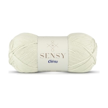 Sensy Chino El Örgü İpi Amigurumi İpi Kazak Bluz Hırka Yelek İp Tunik İpi Krem 100 Gr - 330 M
