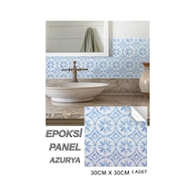 30 30cm Azurya Mavi Epoksi 1 Adet 3d Yapışkanlı Duvar Paneli Kağıdı Sticker Mutfak Banyo Salon Ofis Açık Mavi