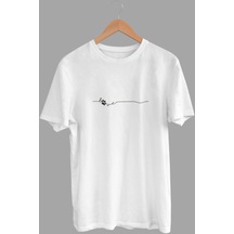 Daksel Beyaz Renk Basic Love Köpek Baskılı Erkek T-shirt Dks4558
