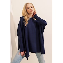 Bigdart 15783 Yırtmaçlı Panço Kazak - Lacivert 001