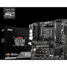 Msı B550m Pro-vdh Ddr4 4400mhz 1xvga 1xhdmı 1xdp 2xm.2 Usb 3.2 Matx Am4 Amd 5000/4000g/3000 Serileri İle Uyumlu -34755