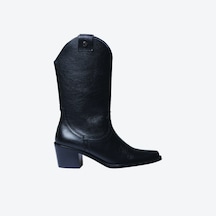 Negre Bot Kadın Ubeda Toni Pons Leather Cowboy Ankle Boots Wıth Heel Siyah