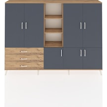 Arges Dolap 11 Raflı 3 Çekmeceli 7 Kapaklı 220x30x163 Çam-antrasi Çam-antrasit/çam