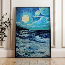 Yağlı Boya Poster, Van Gogh Tarzı, Gece Denizi, Canlı Renkler, Dijital İndirme