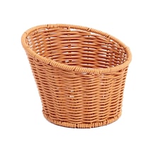 Homyl Dokuma Yuvarlak Sepet Atıştırmalıkları Tepsisi 13.5x10.5x8cm Kahverengi