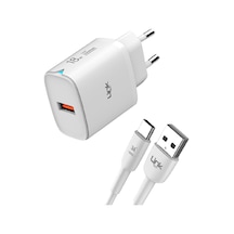 Linktech C303 Safe 18W USB-A Tip-C Kablolu Hızlı Şarj Cihazı Beyaz 1 Adet