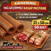 Kahverengi Yağ Geçirmez Kasap Pastane Kağıdı 35x50 Cm Et Tavuk Sarma 50 Adet Diğer