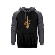 Clevaland Cavaliars Sword Gri Renk Reglan Kol Kapşonlu Sweatshirt Gri