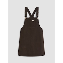 Lcw Comfort Kahverengi Kare Yaka Jean Salopet Elbise