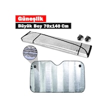 Oto Ön Cam Güneşlik Büyük Boy 70x140 Cm Metalize Vantuzlu Parlak