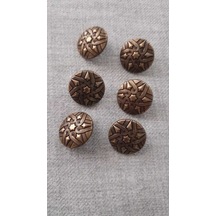 Antık Sarı Metal Düğme 18 Mm 6 Adet