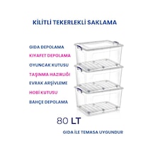 80 Litre Saklama Kutusu Depolama Düzenleme Beyaz