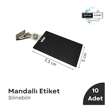 10 Ad Mandallı Etiket Silinebilir Kıskaçlı Siyah Etiket Seti A8