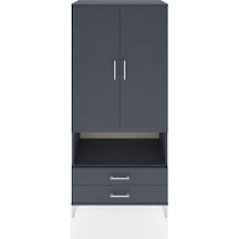 Hyperion Dolap 5 Raflı 2 Çekmeceli 2 Kapaklı 88x44x195 Antrasit-antrasit Antrasit
