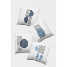 Mavi Geometrik Çift Taraflı 4'lü Set Kırlent Kılıfı 4kr012n11