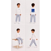 Veraura Lifestyle 2/5 Yaş Baskılı Fenomen Cool Çizgili Çocuk Takımı Beyaz