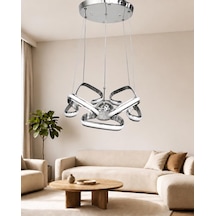 Kelebek 4 Lü Büyük Modern Ledli Avize Çizgili 3 Renk Power Ledli Krom Kaplama Kumandalı Yatak Odası Salon Mutfak