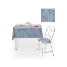 Çiçek Desenli Mint Gül Kurusu Kadife Dokulu 120x180 Masa Örtüsü