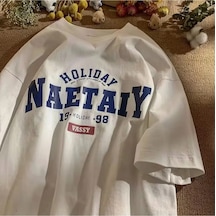 Tarzsokak Naetaıy Baskılı Oversize Kalıp Beyaz