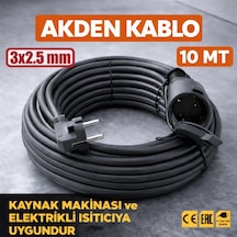 Kablo 10 Metre 3x2,5mm Uzatma Kablosu Tam Kesit Kaynak Makinası Kullanıma Uygundur 10 M