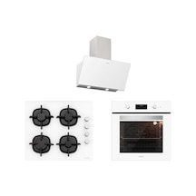 Silverline BO6502W02 - CS5343W01 - 3457 Soho 60 Beyaz Cam Ankastre Set