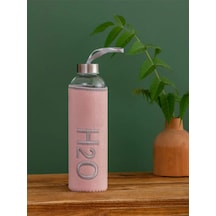 H2o Peluş Kılıflı Cam Matara 600 Ml Pembe