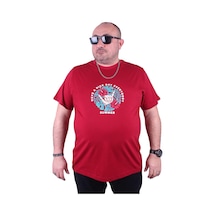Moc Grande Mocgrande Büyük Beden Erkek Sıfır Yaka Tişört Summer 23119 Bordo-Bordo Çok Renkli