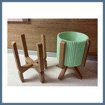 Buradabulabilirsin 3d Baskı Ayaklı Çizgili Saksı - Bej Standlı Dekoratif Saksı - Mint Bbz