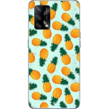 Oppo A74 Uyumlu Ananaslar Baskılı Silikon Kılıf Renkli