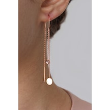 925 Ayar Gümüş Rose Pullu Zincir Küpe - 12041401 Rose Gold
