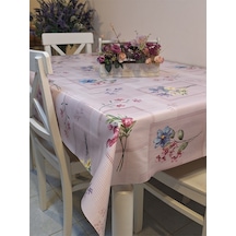 Elyaflı Pvc Muşamba - Desenli Silinebilir Masa Örtüsü Gri Fnt1240 Pembe