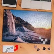 Şelale, Dağ, Gün Batımı 240 Parça Puzzle Yapboz Tablo-a01332