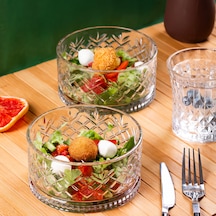 Porsima 2 Li Kristal Cam Çerezlik Sunumluk Tek Kişilik Salata Kasesi Seti 400 Ml