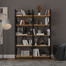 6 Raflı Metal Kitaplık İki Modül-metalk02-petra