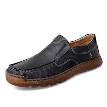 Erkek Günlük Ayakkabı Deri Ayakkabı Loafer Nefes Alabilir Siyah