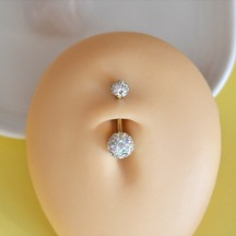 Taşlı Uçlu 316 L Çelik Gold Göbek Piercingi Gold Minimal Taşlı Çok Renkli