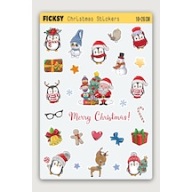 Sevimli Penguen Yılbaşı Yeni Yıl Temalı Sticker Seti - 27 Adet Etiket Çıkartma Diğer