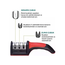 Shapener Rs-168 Bıçak Bileyici 3 Açılı Elmas Seramik Çelik Bıçak Bileme Aleti - 1 Adet