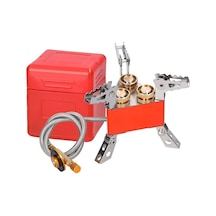 6800w Güçlü 3'lü Kamp Ocağı - Katlanabilir Portatif Doğa Ocak - Alev Ayarı Vana - Turuncu Turuncu Turuncu