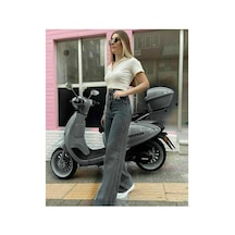 Woddi Çnr Kadın Füme Likralı Salaş Yüksek Bel Kot Jean Pantolon New Sezon-2