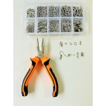 KUTULU METAL SET 3 - 970 ADET KÜPE KOLYE BİLEKLİK YAPIM SETİ TAKI MALZEMELERİ PENSELİ