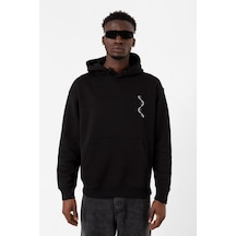 Siyah Beyaz Dna Siyah Erkek 3ip Kapşonlu Sweatshirt Siyah