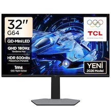 Tcl 32g64 31,5 İnç Qhd Mini Led Oyuncu Monitörü, 180 Hz, 1 Ms Gtg, Hdr600, Freesync