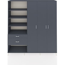 Hyperion Dolap 16 Raflı 2 Çekmeceli 3 Kapaklı 220x44x243 Antrasit-antrasit/antrasit Çok Renkli