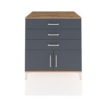 Kronos Şifonyer Tek Raflı 3 Çekmeceli 2 Kapaklı 88x59x96 Çam-antrasit Atlas Çam