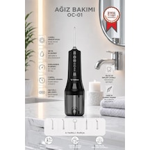 Dijital Ekranlı Şarjlı Ağız Duşu 4 Modlu Taşınabilir Ağız Bakım Cihazı Oc01 Siyah