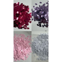 4'lü Set 10'ar Gram Yazma Havlu Abiye Çeyizlik İşleme Payet Pul Seti Damla Pul 2500 Adet Pembe Beyaz Fuşya Lila