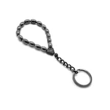 Hematit Doğaltaş-black Krom Çelik Kombinli Tesbih Anahtarlık N11.7540