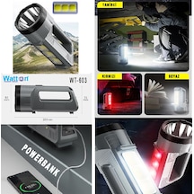 Profosyonel Güçlü Şarjlı Fener Masa Lambası Watton Wt-603