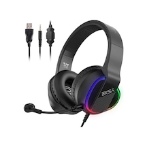 Eksa E400 Gaming Kulaklık Oyuncu Kulaklığı 3D Surround RGB Led 3.5 mm & Çıkarılabilir Mikrofon - ZORE-257904